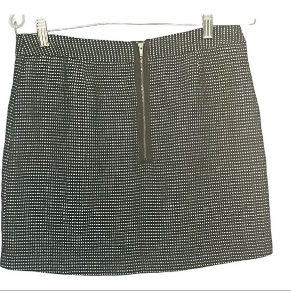 Gap wool mini skirt lined black and white checkered zipper closure size 4 - Picture 3 of 7